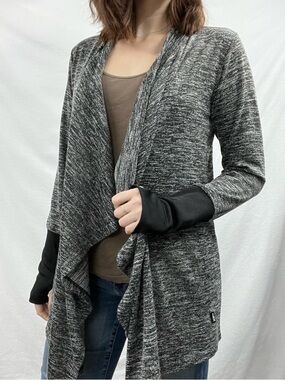 RBX Gray Open-Front Cardigan with Black Cuffs